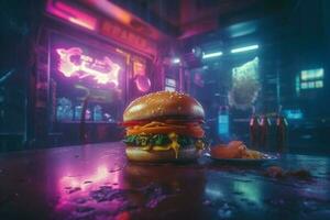 gustoso hamburger 3d onda di vapore. creare ai foto