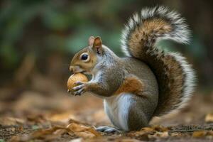 scoiattolo ghianda foresta autunno. creare ai foto