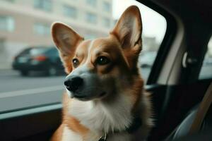 corgi cane auto viaggio. creare ai foto