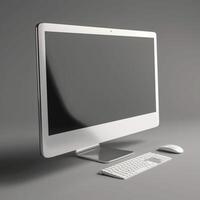 un' bianca vuoto computer schermo ai generato foto