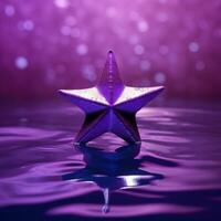un' stella su il acqua con viola sfondo ai generato foto