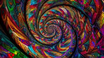 colorato spirale frattale, psichedelico sfondo generativo ai foto