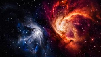 colorato ciuffi di energia particelle nel spazio, ipnotizzante galassia sfondo generativo ai foto