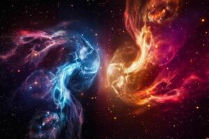 colorato ciuffi di energia particelle nel spazio, astratto galassia sfondo generativo ai foto