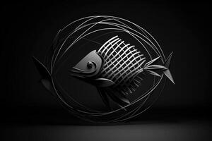 nero e grigio mare pesce logo generativo ai foto