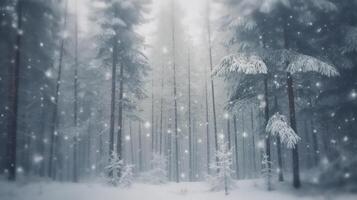 inverno Natale foresta sfondo. illustrazione ai generativo foto