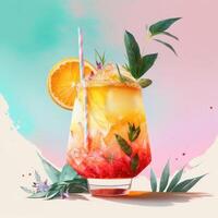 estate cocktail, illustrazione ai generativo foto