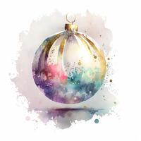 acquerello Natale palla decorazione. illustrazione ai generativo foto
