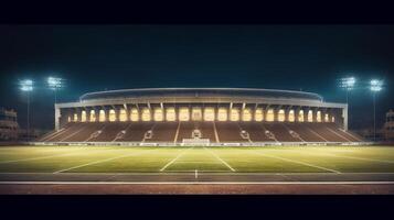 calcio stadio a notte. illustrazione ai generativo foto