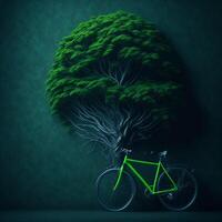 mondo bicicletta giorno eco verde trasporto concetto ai generato foto