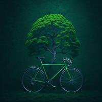 mondo bicicletta giorno eco verde trasporto concetto ai generato foto