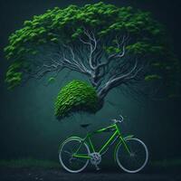 mondo bicicletta giorno eco verde trasporto concetto ai generato foto