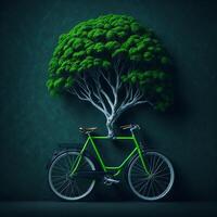 mondo bicicletta giorno eco verde trasporto concetto ai generato foto