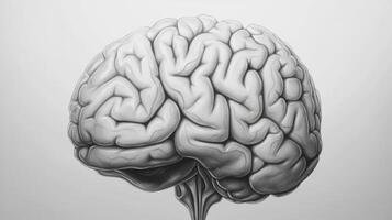 mano disegnato schizzo di umano cervello su sfondo. ai generato foto