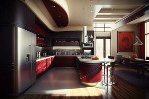 moderno cucina interno design architettura ai generato foto