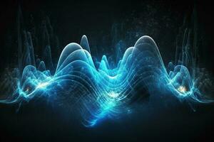 dinamico suono onda. blu energia flusso concetto. cyberspazio sfondo ai generato foto