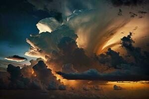 nube il sera cielo a tramonto ai generato foto