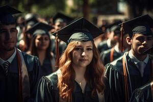 Università laureati. neurale Rete ai generato foto