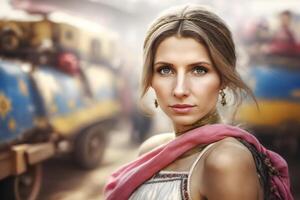 ritratto di un' ucraino donna. neurale Rete ai generato foto