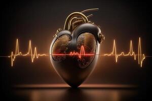 sfondo con un' cuore con il battito cardiaco tenere sotto controllo linea, cuore e battito cardiaco simbolo. generativo ai foto