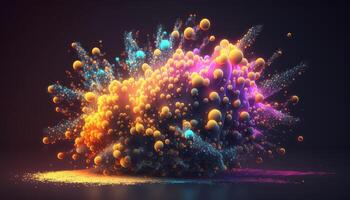 raggiante neon particelle astratto sfondo. generativo ai foto