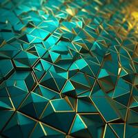 astratto sfondo di d'oro ciano geometrico forma. generativo ai foto