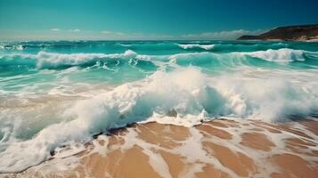 spiaggia con mare onde ,generativo ai foto