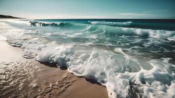 spiaggia con mare onde ,generativo ai foto
