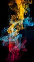colorato Fumo astratto su nero sfondo ,generativo ai foto