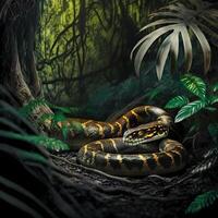 tigre serpente habitat. ai generato foto