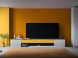 tv modello nel giallo camera parete ai generativo foto