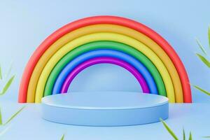 arcobaleno su superiore di un' Prodotto contatore. 3d ilustration foto