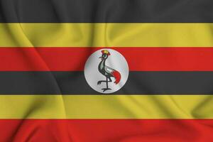 realistico agitando bandiera di Uganda, 3d illustrazione foto