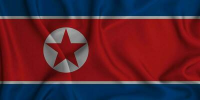 realistico agitando bandiera di nord Corea, 3d illustrazione foto