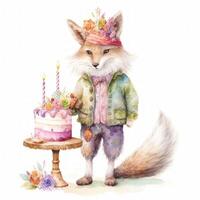 carino animale compleanno illustrazione. illustrazione ai generativo foto