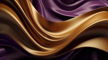ipotetico fondazione con onda splendente oro e viola punto seta superficie. ai generato foto