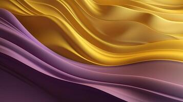 speculativo fondazione con onda splendente oro e viola punto seta superficie. ai generato foto