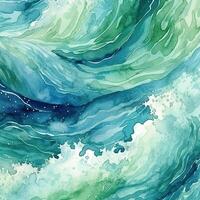 acquerello oceano onda sfondo. illustrazione ai generativo foto