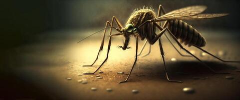 insetto zanzara avvicinamento, macro entomologia. ai generato. foto