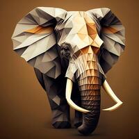 generativo ai illustrazione di creativo di elefante fatto di colorato geometrico forme su sfondo. capo, coraggio, forte e coraggioso, foto