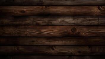 un' buio Marrone legna parete con un' buio sfondo, ai generativo foto