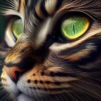 gatto con verde occhi avvicinamento. 3d illustrazione di gatto., ai generativo Immagine foto