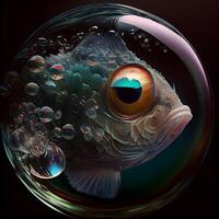 astratto pesce nel il acqua. 3d illustrazione. sacro geometria., ai generativo Immagine foto