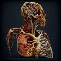 umano cuore anatomia. 3d medico illustrazione. anatomia di umano corpo., ai generativo Immagine foto