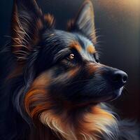 ritratto di un' bellissimo cane su un' buio sfondo. cane ritratto., ai generativo Immagine foto