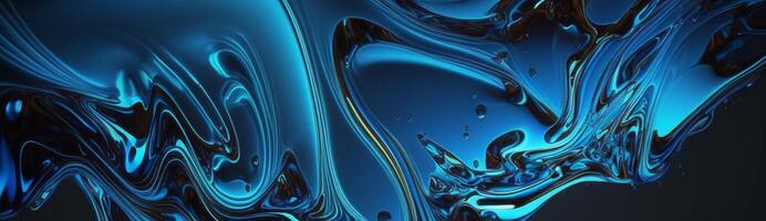 fluido blu vernice, ondulato blu fluido sfondo, astratto arte. generativo ai foto