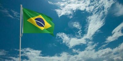 brasile bandiera nazione celebrazione brasiliano nazione simbolo patriottico indipendenza cartello bandiera la libertà blu verde giallo vacanza calcio sport concetto governo emblema cultura contento calcio.3d rendere foto
