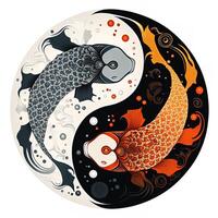 in stile cartone animato clip arte illustrazione di yin e yang modello, koi carpa. Perfetto per ragnatela designer, editori, e soddisfare creatori generativo ai foto