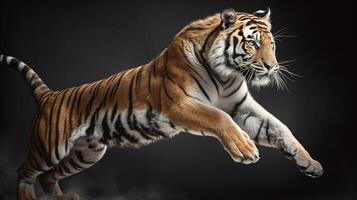 maestoso tigre nel salto. generativo ai foto