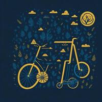 mondo bicicletta giorno eco verde trasporto concetto, modello generativo ai foto